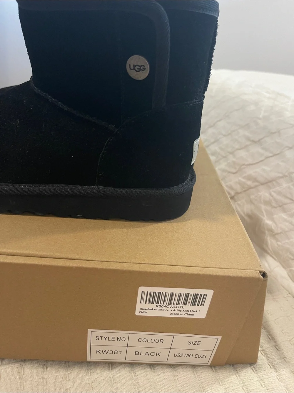 UGG Kids Black Mini Suede Boots